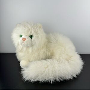 Russ Berrie NIKKI Kitty Cat White Plush Persian Green Eyes Stuffed Animal 12”